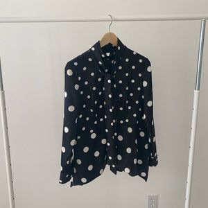H&M black and white polka dot blouse